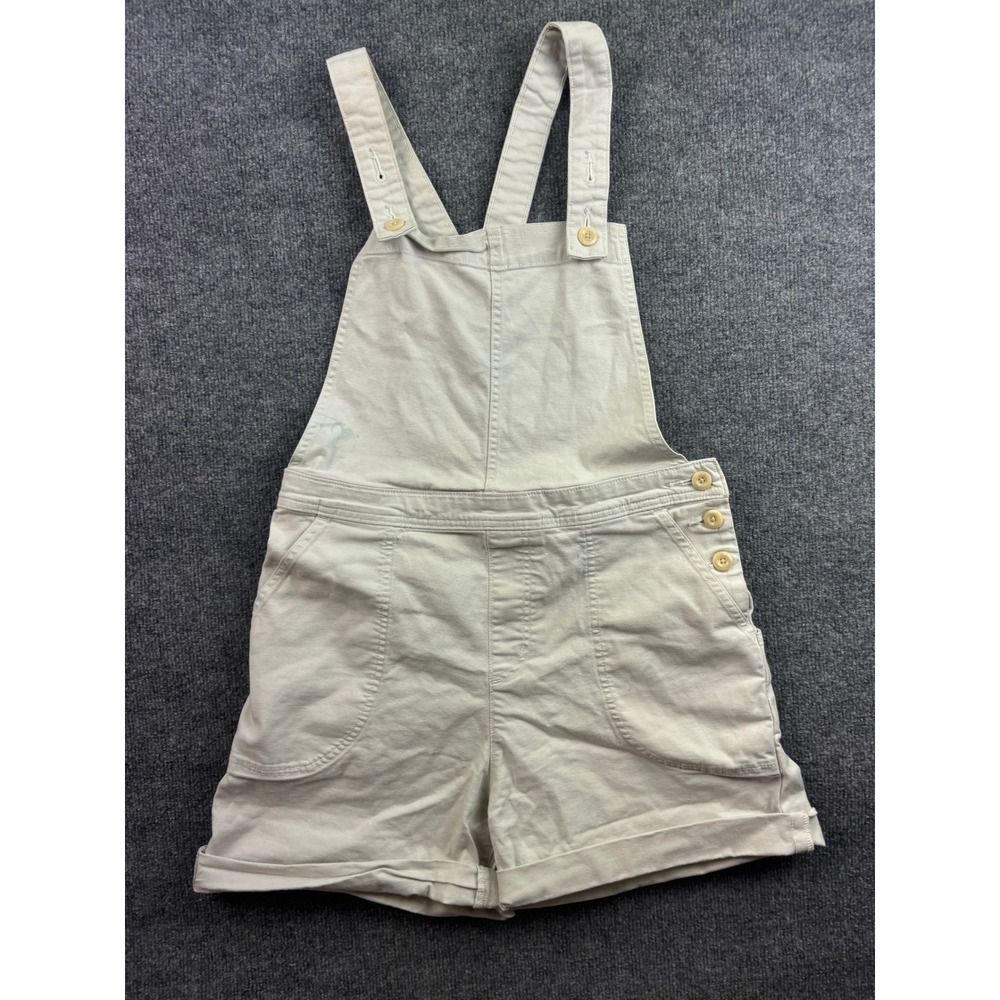 Patagonia Stand Up Short Overalls Womens 6 Beige Organic Cotton Canvas Utility